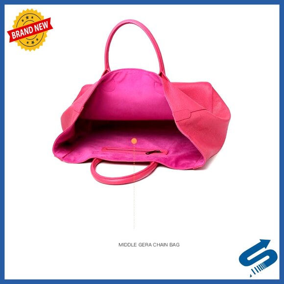 Large Leather Tote Bag with Interior Pockets for Work and Travel